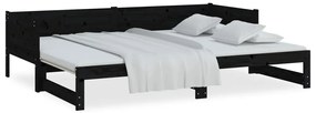 Estrutura sofá-cama de puxar 2x(90x200) cm pinho maciço preto