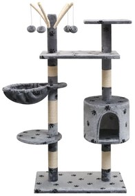 vidaXL Árvore para gatos c/ postes arranhadores sisal 125 cm cinzento