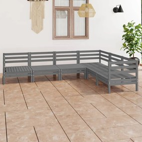 vidaXL 6 pcs conjunto lounge de jardim pinho maciço cinzento