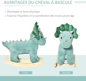 Brinquedo de Baloiço de Dinossauro, 64 x 30 x 54 cm, Efeito Sonoro de Rugido, Verde Escuro