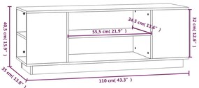 Móvel de TV 110x35x40,5 cm madeira de pinho maciça cinzento