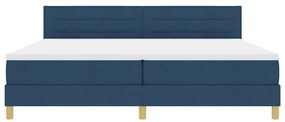 Cama Box Spring com Colchão &amp; LED Azul 200x200 cm Tecido