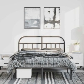 Estrutura de cama em metal com cabeceira 150x200 cm preto