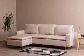 Sofá de 3 Lugares Chaise Longue "Pafu Lungo" - Creme – 255x154x46 cm -