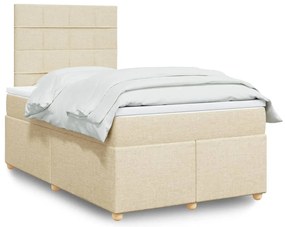Cama boxspring com colchão 120x190 cm tecido cor creme
