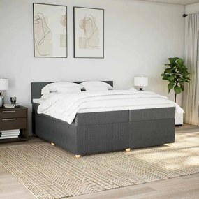 Cama com molas/colchão 200x200 cm tecido cinzento-escuro
