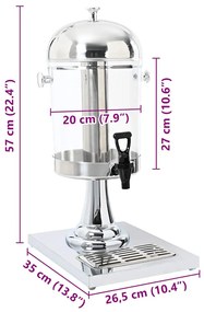 Dispensador de sumo aço inoxidável 8 L