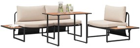 Conjunto de Jantar de Jardim de 3 Peças com Almofadas em Taupe