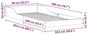 Estrutura da Cama Branco 90 x 200 cm Madeira de pinho maciça