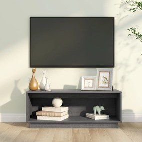 Móvel de TV 90x35x35 cm madeira de pinho maciça cinza
