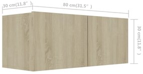 2 pcs conjunto móveis de TV derivados madeira carvalho sonoma