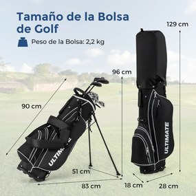 Conjunto de tacos de golfe para homens canhotos com bolsa e suporte #1 Driver #3 Fairway e #4 Híbrido com capas #6 7 8 9 #P Ferros e Putter Preto