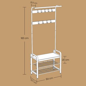 Cabide com 9 ganchos de 33,7 x 84 x 183 cm castanho acinzentado