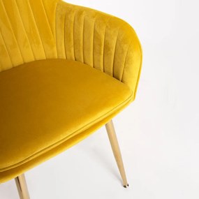 Cadeira Lucy em Veludo - Amarelo - Design Nórdico
