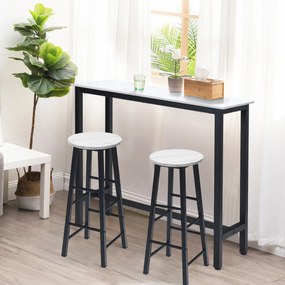 Conjunto de 2 bancos altos de mármore sintético rústico para bar Cadeiras altas com assento redondo para sala de jantar com apoio para os pés para bar