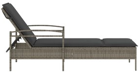 Espreguiçadeira com almofadão 63x200x81 cm vime PE cinza