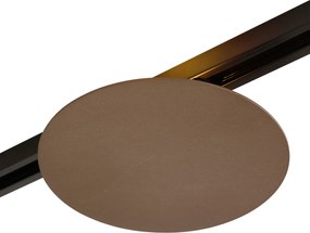 Sistema de calhas de iluminação moderno preto com 3 candeeiros suspensos e 2 candeeiros de teto bronze monofásico - Iconic Lloyd Pulley
