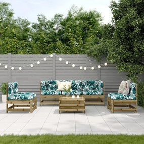 6 pcs conjunto lounge de jardim c/ almofadões pinho impregnado