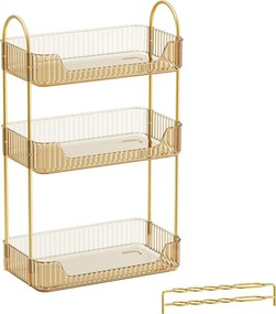 Organizador de maquilhagem retangular 30,5 x 16,8 x 48 cm – ideia para presente em dourado champanhe