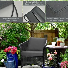 Conjunto de 2 almofadas amovíveis (CADEIRA NÃO INCLUIDA) para movéis de jardim com fitas antiderrapantes e enchimento macio Cinzento