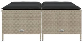 Bancos de jardim com almofadões 4 pcs vime PE cinzento-claro