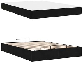 Estrutura da Cama com armazenamento Preto 140 x 200 cm Veludo