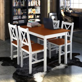 240884 vidaXL Conjunto de jantar 5 pcs castanho e branco