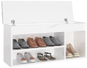 Banco sapateira + almofadão contr. 104x30x49cm branco brilhante