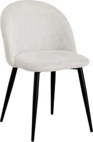 Cadeira De Jantar Estofada E Em Aço Kana Negro & Tecido Branco Quebrado - Sklum