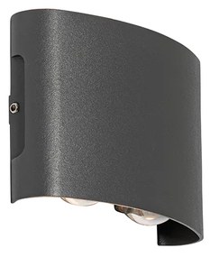 Candeeiro de parede exterior cinzento escuro com LED 4 luzes IP54 - Silly Moderno