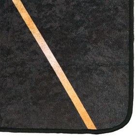 Tapete lavável antiderrapante 190x300 cm preto e dourado