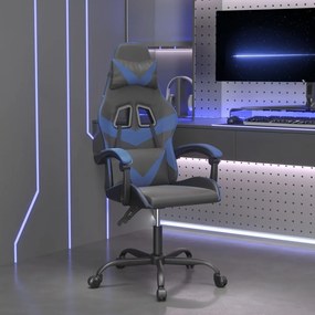 vidaXL Cadeira de gaming couro artificial preto e azul