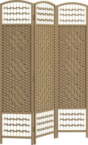 HOMCOM Biombo Separador de Ambientes com 3 Painéis Dobrável em Corda de Papel 120x170 cm Decoração para Quarto Madeira | Aosom Portugal