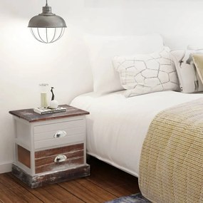vidaXL Mesa de cabeceira castanho e branco