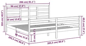 Estrutura de cama 200x200 cm madeira maciça branco