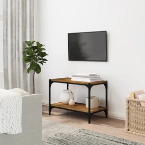 vidaXL Móvel TV 60x33x41 cm derivados madeira/aço cor carvalho fumado