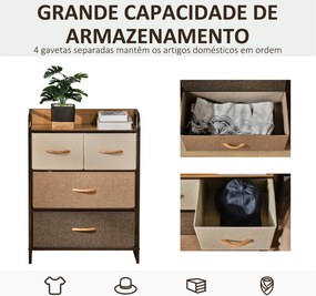 Cómoda de Tecido com 4 Cestos Removíveis – 58x29x78,5 cm – Multicor