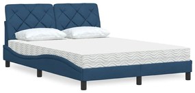Cama com colchão 140x200 cm tecido azul