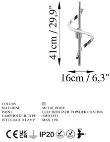 Candeeiro de Parede Likma - Cromado - 16cm x 41cm x 25cm