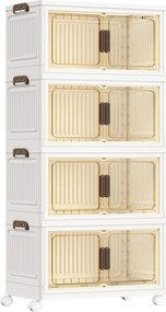 Caixas com tampa Organizador com rodas 32,5 x 60 x 120 cm, 4 níveis, Branco
