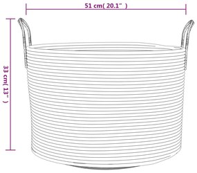 Cesto de arrumação Ø51x33 cm algodão cinzento e branco