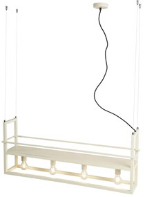 Candeeiro suspenso industrial bege 4 luzes - Cage Rack Industrial