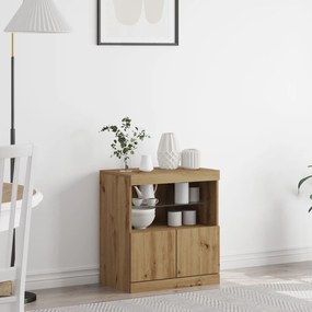 Sideboard vidaXL com Luzes LED Carvalho Artesanal 60x37x67 cm