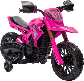AIYAPLAY Mota Elétrica para Crianças Moto a Bateria para Crianças 6V com Rodas de Treino e Buzina 105x57x62 cm Rosa | Aosom Portugal