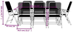 9 pcs conjunto de jantar para jardim rede de metal antracite