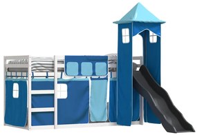 Beliche com escorrega e cortinas 90x200 cm azul
