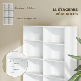 Organizador para CD e DVD com 18 compartimentos, capacidade máxima de 640 CD/360 DVD/430 Blu-ray, 78,5 x 24 x 175 cm, branco