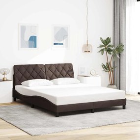 vidaXL Estrutura de cama sem colchão 160x200 cm tecido castanho-escuro