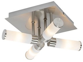Moderna luminária de teto para banheiro em aço 4 luzes IP44 - Banheira Moderno