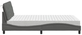 Cama com colchão 140x200 cm tecido cinzento-escuro